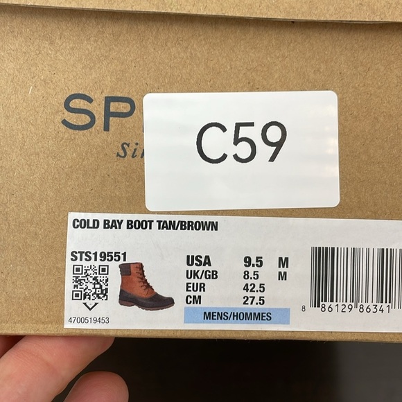 Excellent  Sperry Leather Mens 9.5 Cold Bay Boot Boots, Tan/Brown - Picture 9 of 9